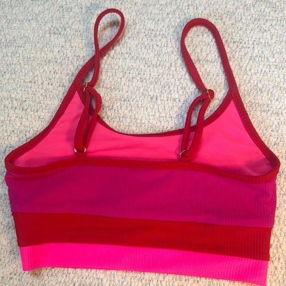 Beach Riot Pink and Red Eva Bikini Top Fuchsia Red Neon Pink Colorblock - Picture 4 of 4